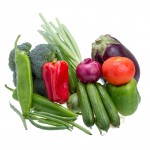 Assorted vegetables isolated on a white background .